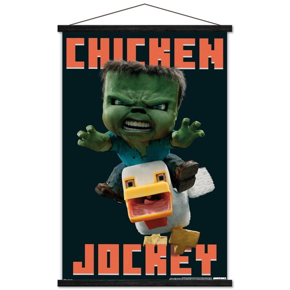 A Minecraft Movie - Chicken Jockey Wall Poster with Magnetic Frame, 22.375" x 34"