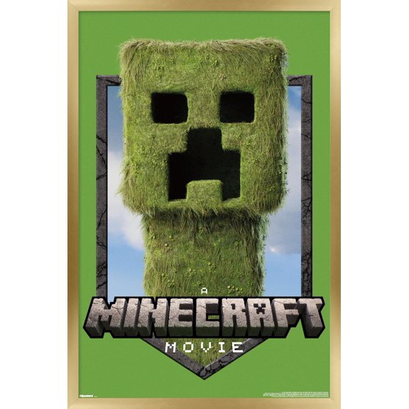 A Minecraft Movie - Creeper Logo Wall Poster, 14.725" x 22.375" Framed