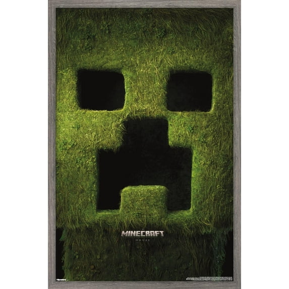 A Minecraft Movie - Creeper Teaser One Sheet Wall Poster, 14.725" x 22.375" Framed
