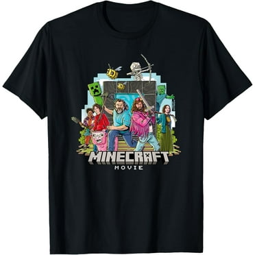 A Minecraft Movie Main Characters Group Shot Cartoon Style T-Shirt Unisex S-5XL Hot Trending Shirt, Vintage Birthday Gift