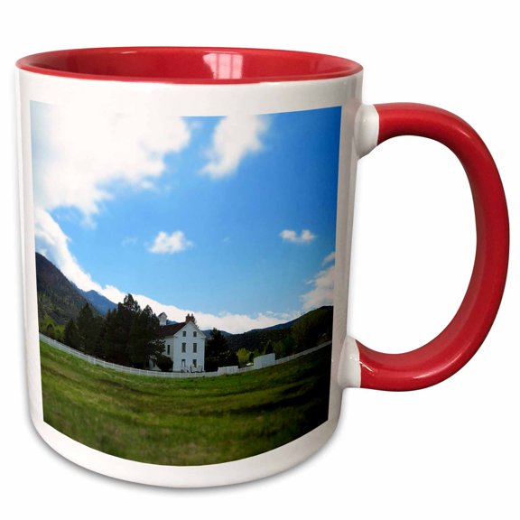 3drose, a Miniature Looking Chapel in Pine Valley Utah with Blue Sky, 11oz Two-tone Red Mug
