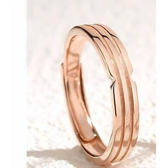 Couples Rings Set Adjustable Opening Geometric Matching Rings for Him and Her Rose Gold Rings for Women Platinum Rings for Men Anniversary Jewelry Gift