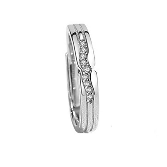 Couples Rings Set Adjustable Opening Geometric Matching Rings for Him and Her Rose Gold Rings for Women Platinum Rings for Men Anniversary Jewelry Gift