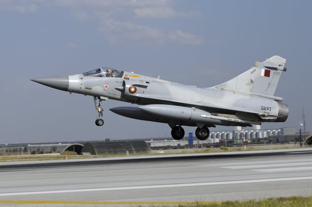 A Mirage 2000-5EDA from the Qatar Emiri Air Force landing at Konya Air Base Canvas Art - Riccardo NiccoliStocktrek Images (34 x 23)