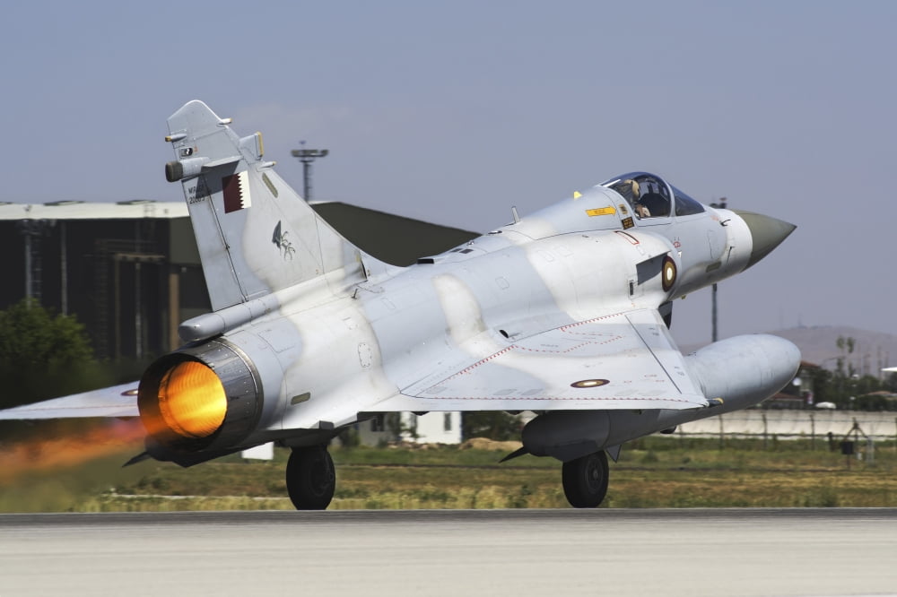 A Mirage 2000-5EDA from the Qatar Emiri Air Force taking off Canvas Art - Daniele FaccioliStocktrek Images (34 x 23)