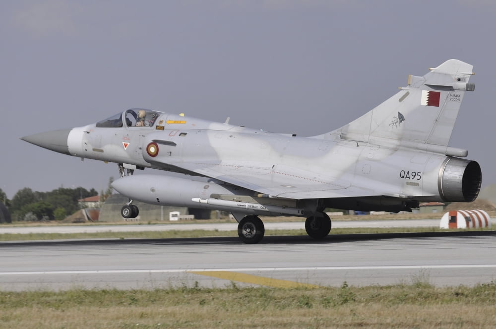 A Mirage 2000-5EDA of the Qatar Emiri Air Force landing at Konya Air Base Canvas Art - Giorgio CiariniStocktrek Images (17 x 12)
