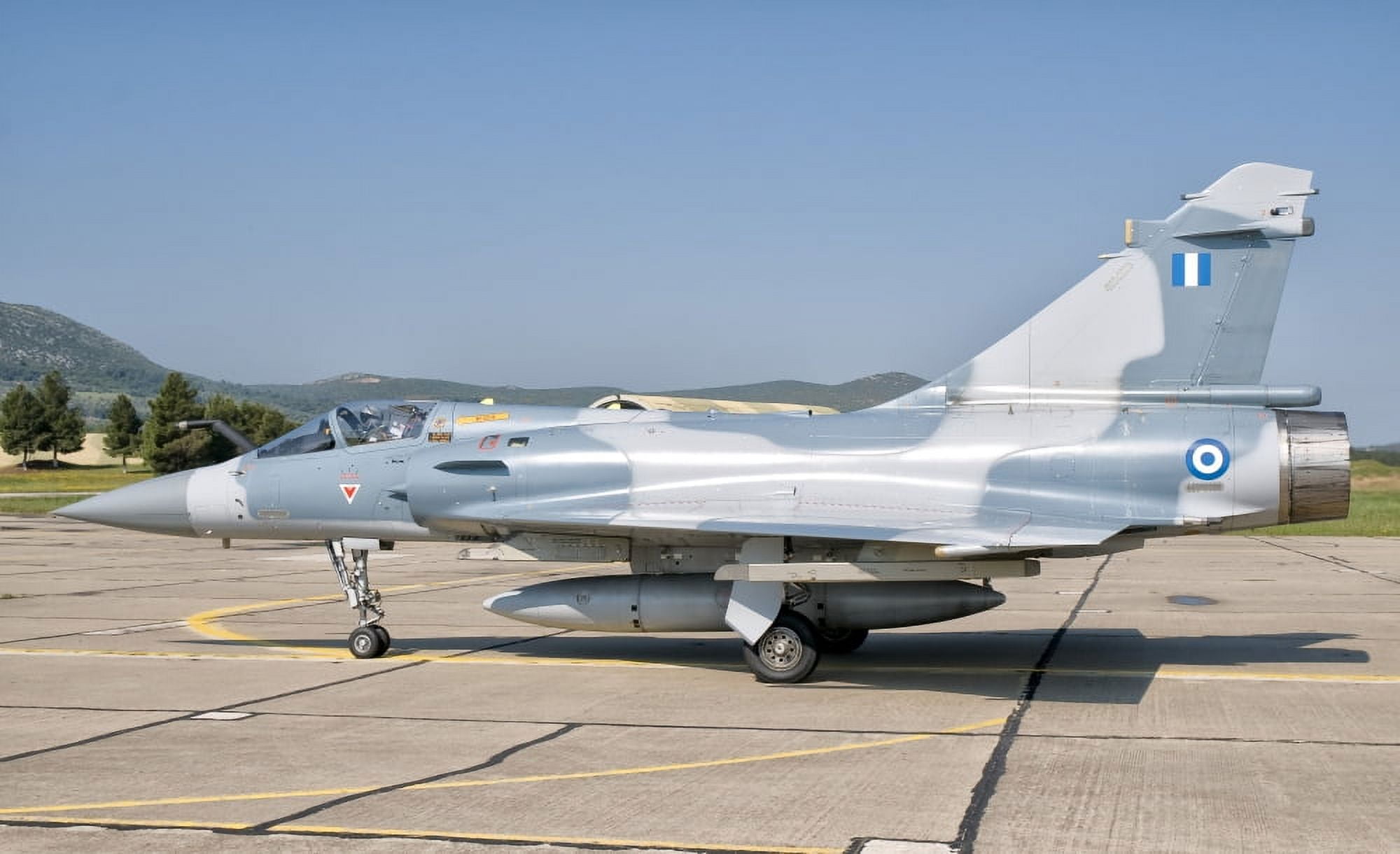A Mirage 2000 of the Hellenic Air Force at Tanagra Air Base Greece Canvas Art - Giovanni CollaStocktrek Images (36 x 22)