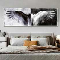 A Modern Black and White Angel Wings Canvas Art - Stunning Wall Decoration for Home and Office