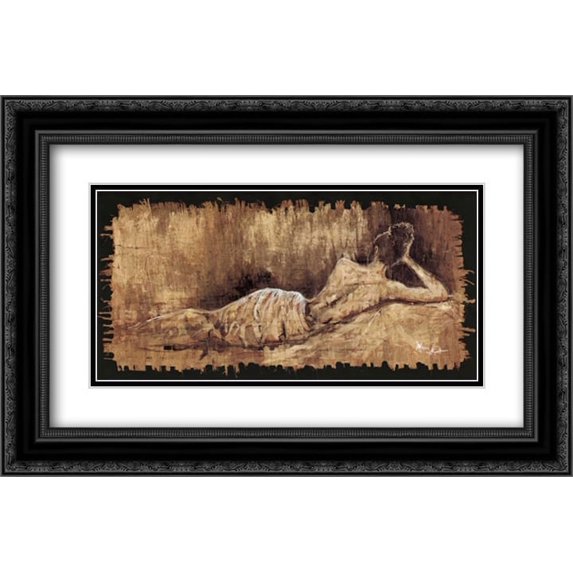 A Moment in Time 2x Matted 24x16 Black Ornate Framed Art Print by Stewart, Monica