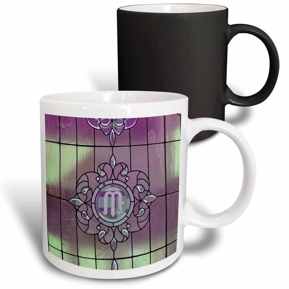3drose, a Monogram of a Letter M on Rod Iron with Pink and Green, 11oz Magic Transforming Mug