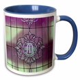 thumbnail image 1 of 3drose, a Monogram of a Letter M on Rod Iron with Pink and Green, 11oz Two-tone Blue Mug, 1 of 6