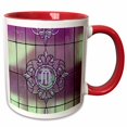thumbnail image 1 of 3drose, a Monogram of a Letter M on Rod Iron with Pink and Green, 15oz Two-tone Red Mug, 1 of 6