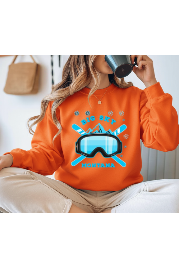 A Montana Big Sky Ski & Snowboarding Winter Graphic Sweatshirt, up to Size 5XL