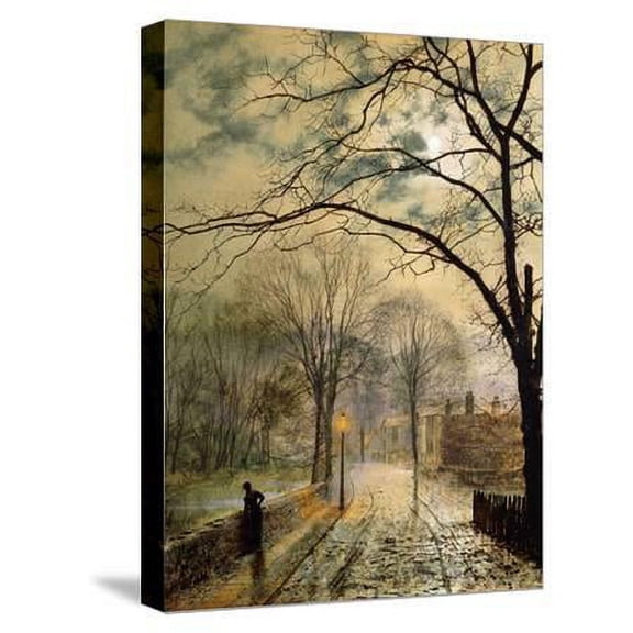 A Moonlit Stroll, Bonchurch, Isle of Wight, 1878, Scenic Stretched Canvas Wall Art by John Atkinson Grimshaw Sold by Art.Com