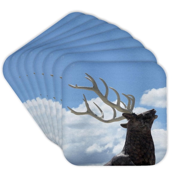 3drose, a Moose That Greets People in Beaver Utah at a Rest Stop, Set of 8 Coasters - Soft