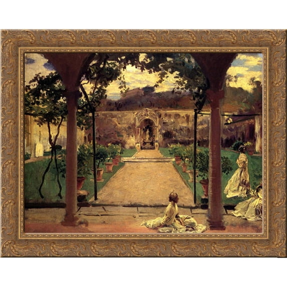 A Mosque, Cairo 24x20 Gold Ornate Wood Framed Canvas Art by Sargent, John Singer