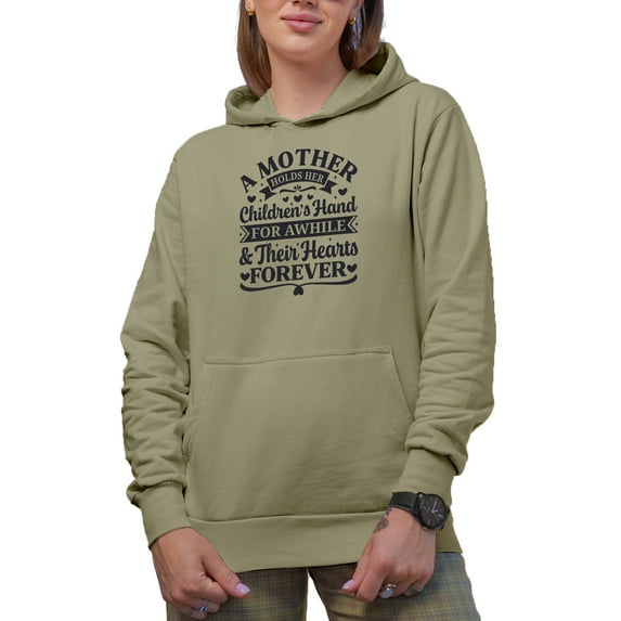 A Mother Holds Her Children's Hearts Forever, Sand Hooded Sweatshirt or Hoodie, Small
