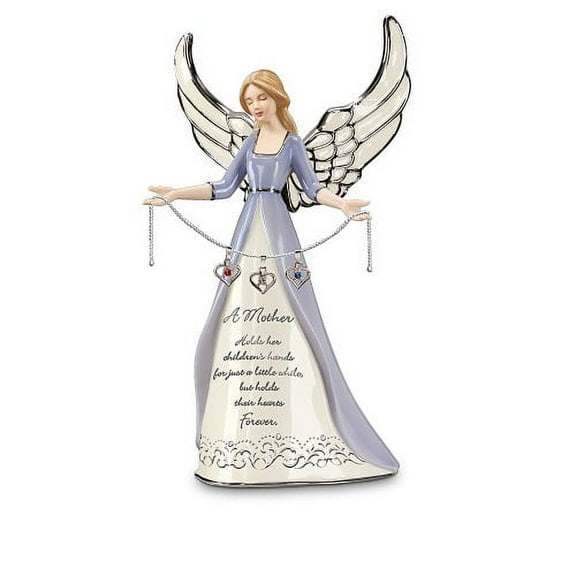 A Mother's Heart Birthstone Charm Angel Figurine: Personalized Gift for Mom 7.75-inches