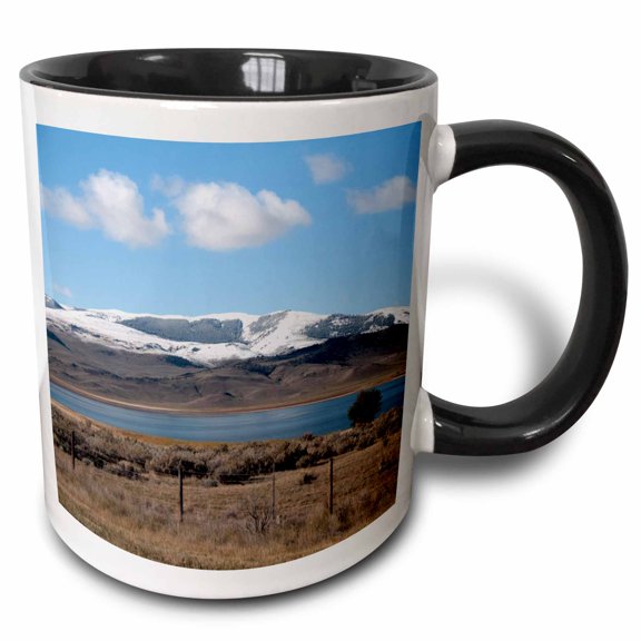 3drose, a Mountain in Ogden Utah with a Blue Lake Beneath, 11oz Two-tone Black Mug