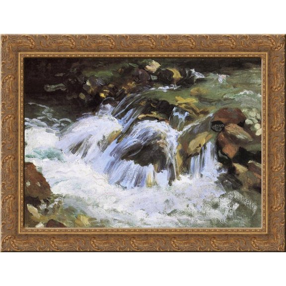 A Mountain Stream, Tyrol 24x18 Gold Ornate Wood Framed Canvas Art by John Singer Sargent