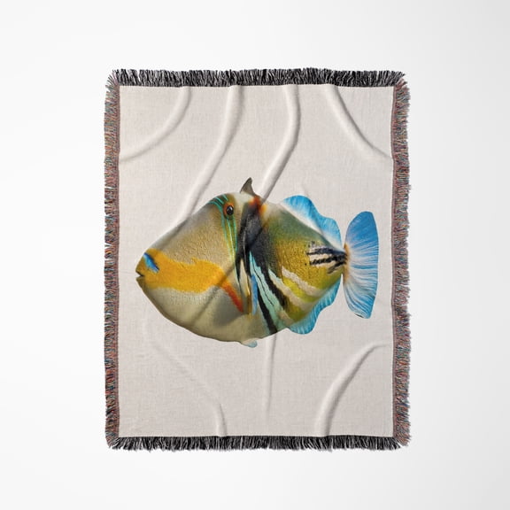 A Multi Colored Saltwater Picasso Triggerfish, Woven Blanket