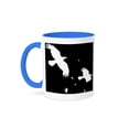 thumbnail image 1 of 3dRose, A Murder of Crows, Halloween crows in white silhouetted on black, 15oz Two-Tone Blue Mug, 1 of 7