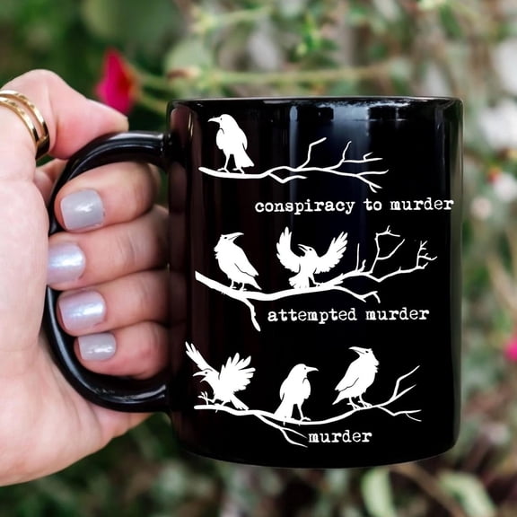 A Murder of Crows Mug, True Crime Mug, Murder Shows Cup, Halloween Coffee Mug, Halloween Gifts, Conspiracy To Murder Mug, Gothic Coffee Mug