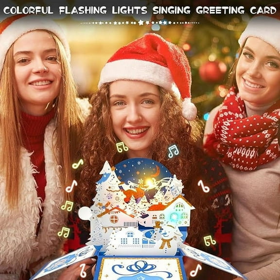 A Musical Christmas Card Led Light Greeting Card With Foldable 3D Tree Design Envelope Included For Holiday Greetings Gift Giving 6X4.5X1In 0.22Lb