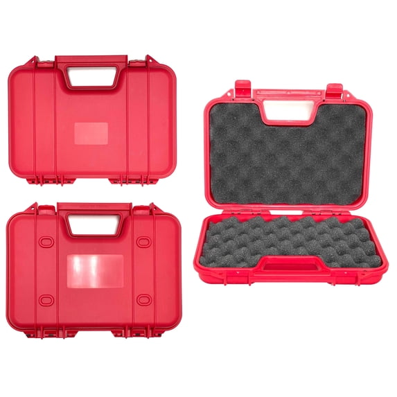 A&N Gun Pistol Case Handgun Airgun Hard Durable Portable Lockable Foam Padded Case Safe - Red