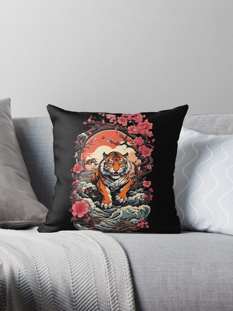 A NEW Asian Tiger Ukiyo-E Cat Japan Style Pillow Covers - Walmart.com