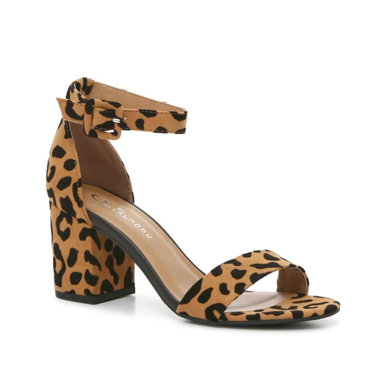 A NEW DAY Ema Sandals Shoes Brown Animal Leopard Print Block Heels