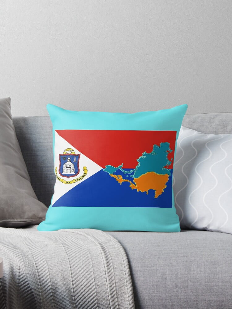 A NEW St Saint Martin Flag with Map of St Martin Sint Maarten Pillow ...