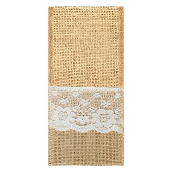 A Natural Jute And Lace Utensil Storage Pouch For Wedding Celebrations And Special Events Eco-Friendly Material Durable Design