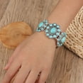 thumbnail image 1 of A Natural Turquoise Boho Elastic Bracelet For Women, 1 of 6