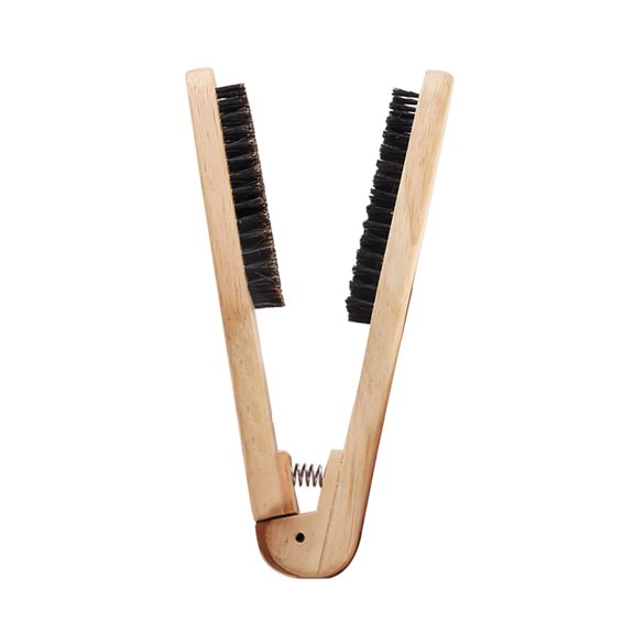 A Natural Wood V Shape Straightening Comb With Bristle For Hair