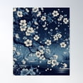 thumbnail image 1 of A Navy And White Cherry Blossom Pattern Poster Wall Art, Modern Wall Decor For Living Room Bedroom, 8x12 UNFRAMED, 1 of 2