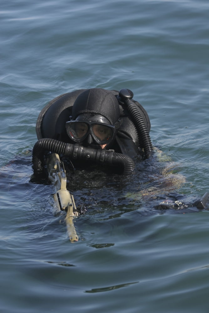 A Navy SEAL combat swimmer Canvas Art - Michael WoodStocktrek Images (23 x 35)