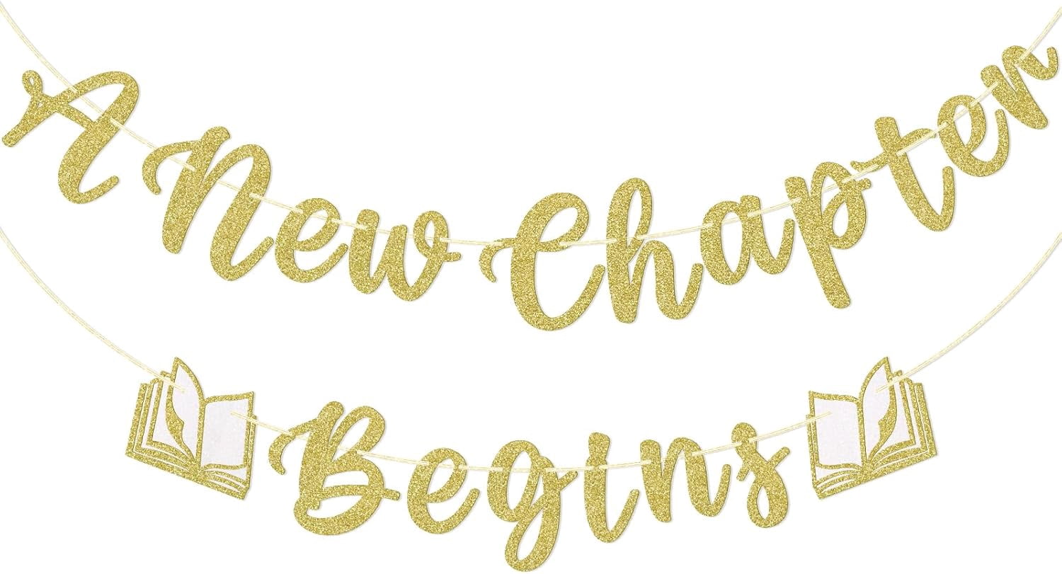 A New Chapter Begins Banner - Book Themed Baby Shower Decorations ...