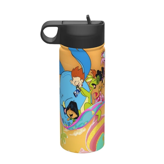 A New Dawn Kids Insulated Water Bottle With Straw - 18 Oz Stainless Steel Double Wall Vacuum Cup, Leakproof, Bpa Free, Suitable For Boys And Girls
