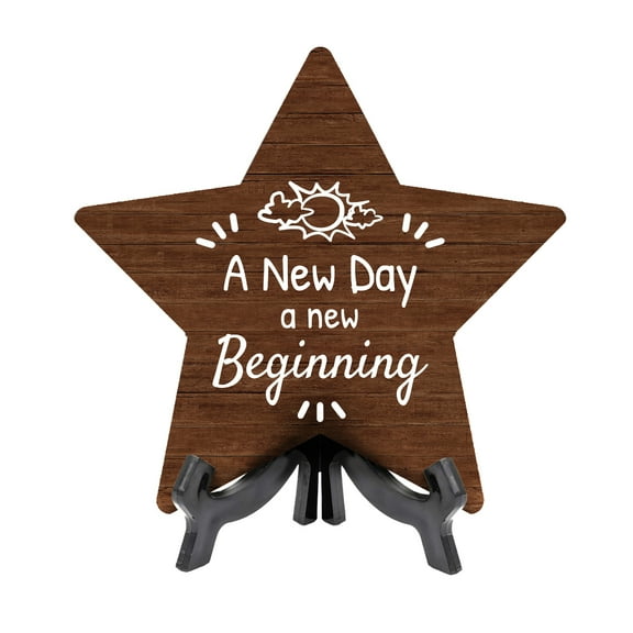 A New Day, A New Beginning Star Table Sign (7" x 7") Religious Decor | Church And Home Table Signs