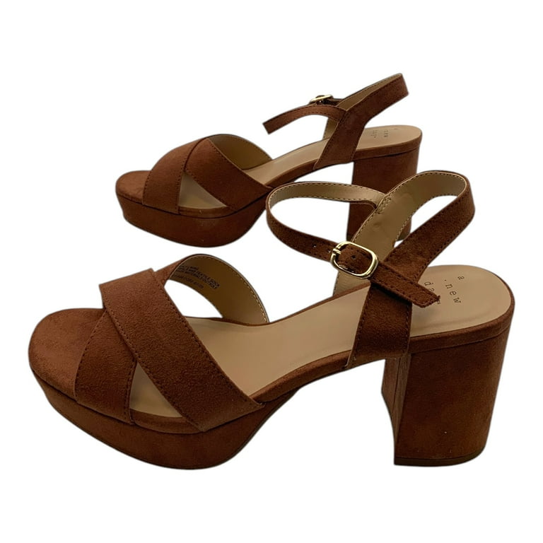 A New Day Gabriella Cognac Faux Suede Platform Heels Brown US