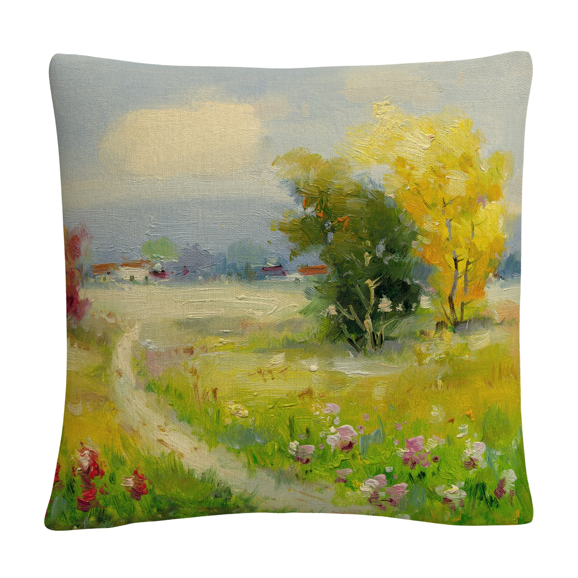 A New Day Ii' Landscape Path By Masters Fine Art 16 X 16 Decorative Throw Pillow