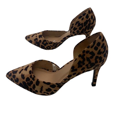 A New Day Lace Leopard Print Brown Heels, Size US 6W