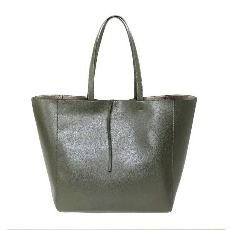 A New Day Reversible Tie Closure Tote Handbag Olive Pewter