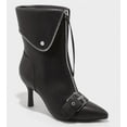 thumbnail image 1 of Women's Black Mickey Point Toe Zippered Moto Ankle Boots 7.5, 1 of 3
