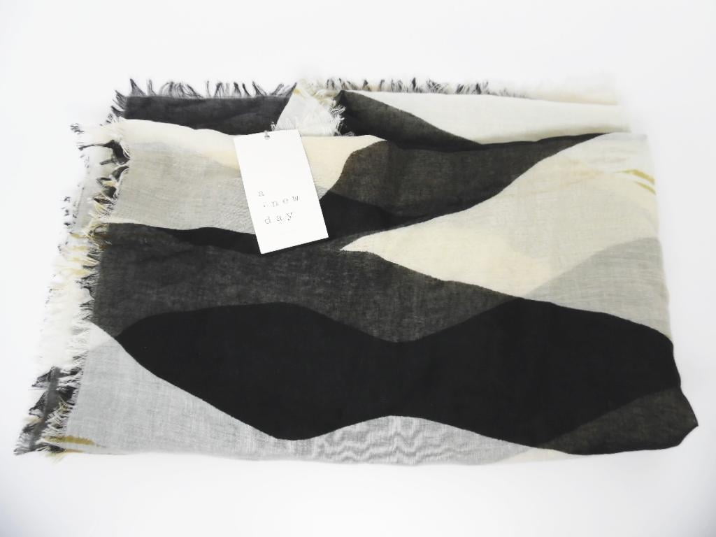 A New Day Women's Recycled Striped Scarf Black One Size