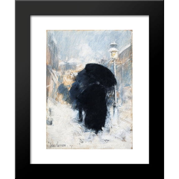 A New York Blizzard 20x24 Framed Art Print by Childe Hassam