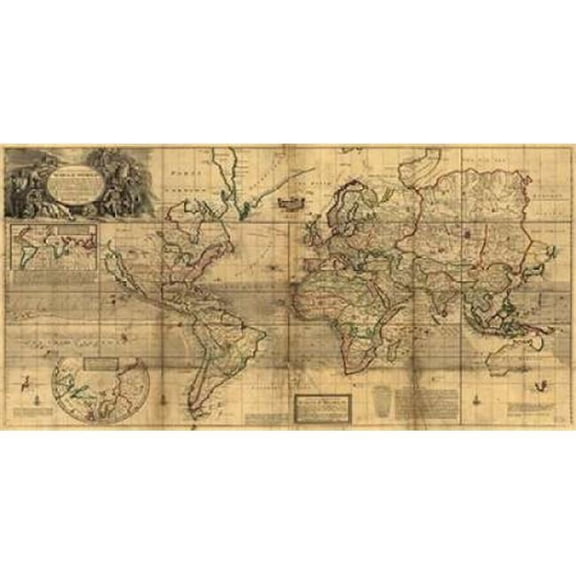 A New and Correct Map of the Whole World 1719 Poster Print by Herman Moll (10 x 20)