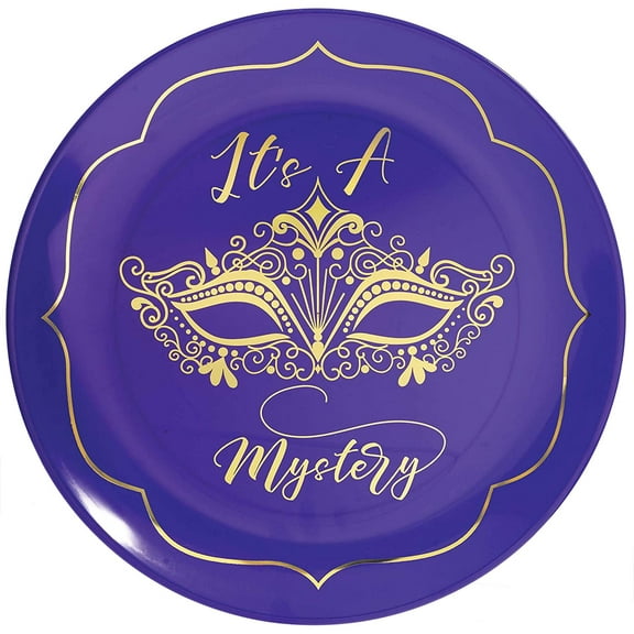A Night In Disguise Masquerade Mask Mardi Gras Party 14" Plastic Serving Platter