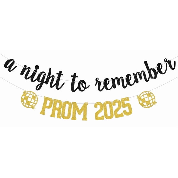A Night to Remember Prom 2025 Banner Prom Night 2025 Banner 2025 College High School Grad Decoration Graduation Party Supplies Gold Black Glitter